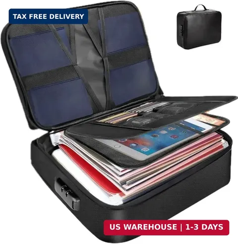 Fireproof Document Organizer, Large Size with 2000F Heat Insulated Money Bag, Do