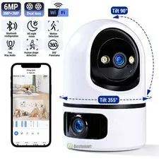 NEW 360° WiFi Security Camera Dual Lens Home Night Vision PTZ 6MP Audio SmartCam