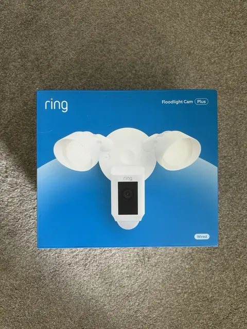 Ring Floodlight Cam Wired Plus Outdoor 1080p HD Video, Wi-Fi, Motion, White