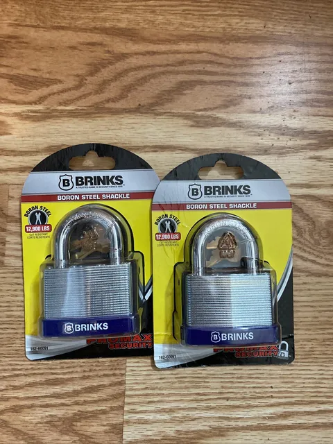 2 Pack New Brinks Steel Security Pad Lock - 1-3/16" - 11,000 LBS CUT RESISTANCE
