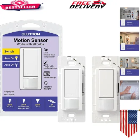2 Pack of 2 Amp Motion Sensor Light Switches - Easy Installation & Energy Saving