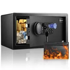 Biometric Safe with Fireproof Bag, Quick-Access Security Safe Box with Upgrad...
