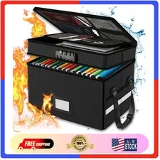 2 Layer Fireproof Document Box with Lock Waterproof Large Capacity Storage Case