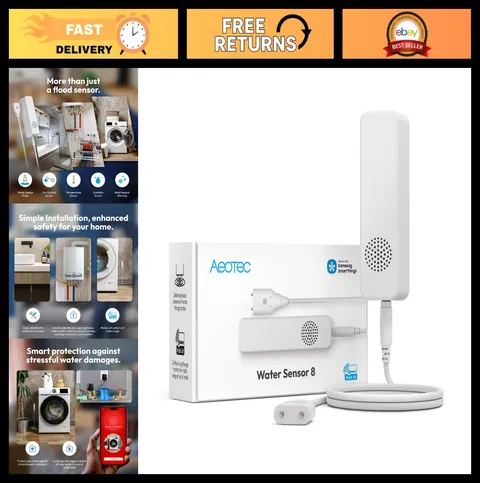 Z-Wave Plus Water Leak Detector Sensor, Temperature & Humidity Monitor, Smart Ho