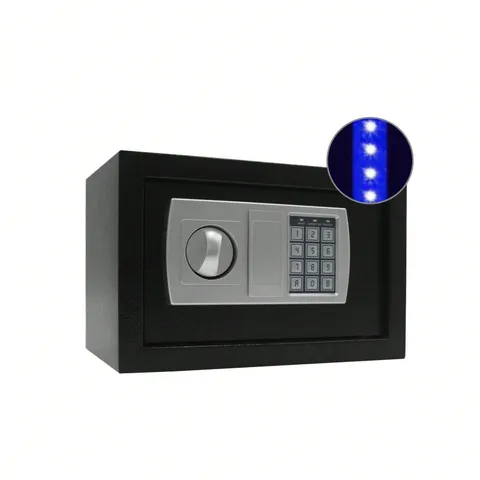 New Modern Electronic Steel Safe Box Secure Home Security Lockbox Black 12 Inch