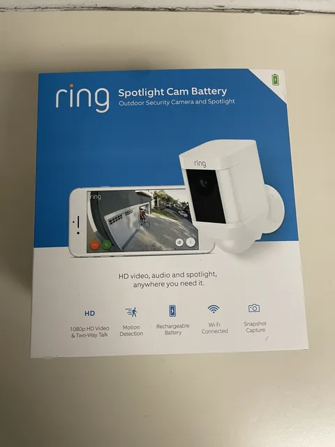 Ring Spotlight Cam Outdoor Battery Powered Security Cameras White NIB