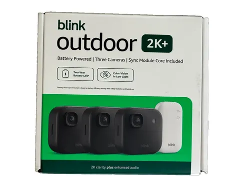 Blink Outdoor 2K+ Wireless Security Camera 3 Camera System (Black) New Sealed