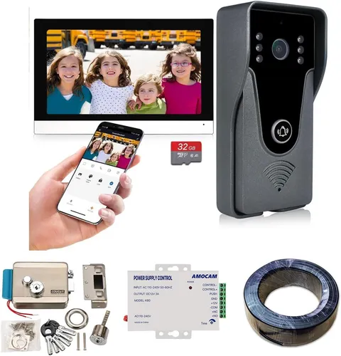 Wifi Video Intercom System + K80 Power Supply + Electric Door Lock + 150FT RVV 4