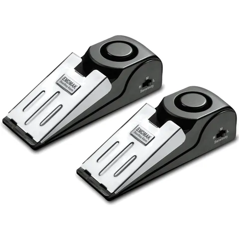 Door Stop Alarm with 120DB Siren Door Stop for Home & Travel Black Pack of 2