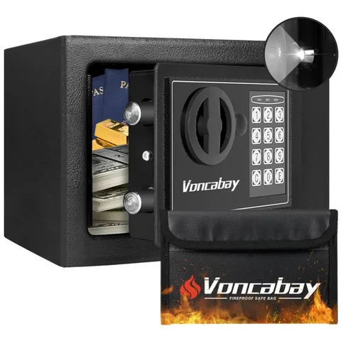 Home Security Safe Box - Sensor Light & Fireproof Bag