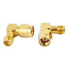 2pcs SMA Male to Female Right Angle Adapter Copper RF Connector Coupler GoldTone