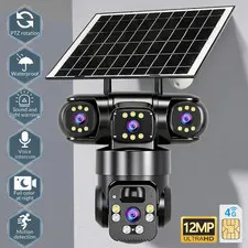 12MP Solar Wireless Outdoor Camera Pan/Tilt WiFi Battery Security Camera US