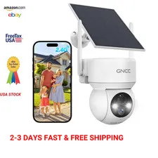 GNCC Solar Security Cameras Wireless Outdoor 2.4G WiFi 360 Degree View AI Human