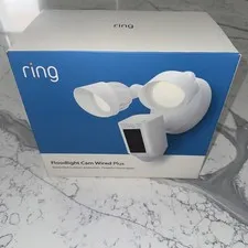 Ring Floodlight Cam Plus Outdoor Wired 1080p FHD Surveillance Camera White 