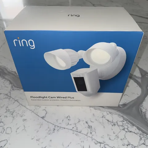 Ring Floodlight Cam Plus Outdoor Wired 1080p FHD Surveillance Camera White 