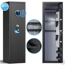 Large Fingerprint Long Gun Safe Box with Backlit Keypad, Ammo Box & Gun Rack