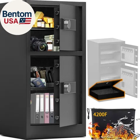 8.6 Cuft Heavy Duty Dual Door Safe Box with Hidden Lock Box,Fireproof Waterproof