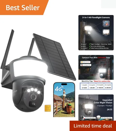 Wireless Outdoor Surveillance Camera: 2K Resolution, Motion Alerts & 2-Way Audio