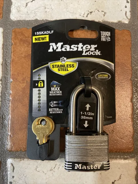 Master Lock Padlock, Laminated Stainless Steel Lock, 1-3/4 in. Wide, 1SSKADLF