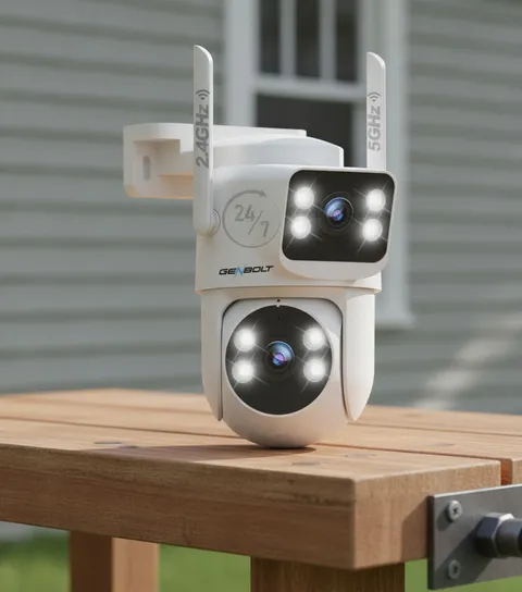 PTZ Dual-Lens Security Camera Outdoor, 2.4/5GHz, PoE, 24/7 Recording