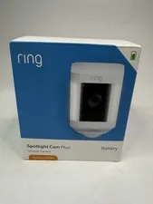 Ring - Spotlight Cam Plus Outdoor/Indoor Wireless 1080p Battery Camera - White
