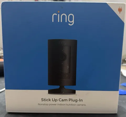 Ring Stick Up Cam Plug-In 1080p HD Indoor/Outdoor Wi-Fi Alexa 2-Way Black