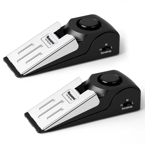 Rosoenvi 2 Pack Door Stop Alarm, Stopper with 120DB 2 Pack, Black