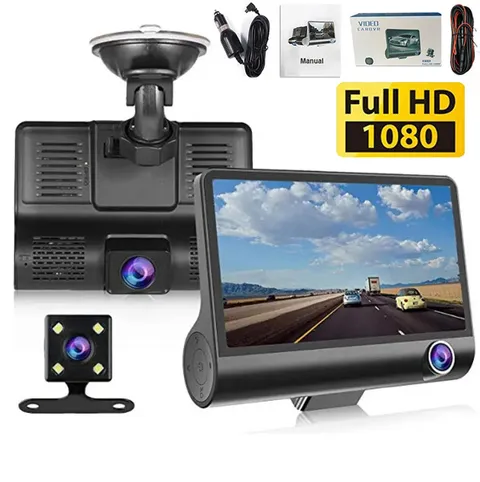 4" Dash Cam 1080P Dual Lens Car DVR Recorder Front and Rear Camera Touch Screen