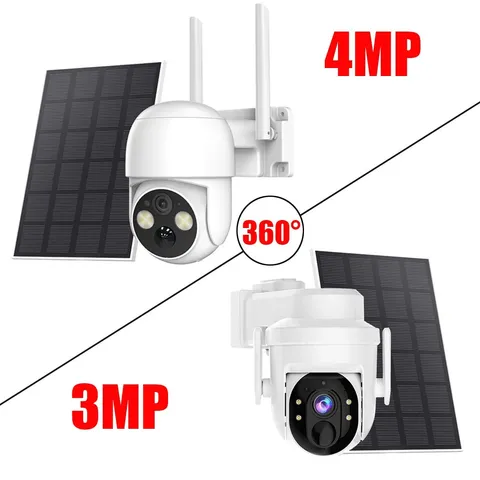 Wireless Solar Powered Battery Camera 360 Pan/Tilt WiFi Dome Camera Night Vision