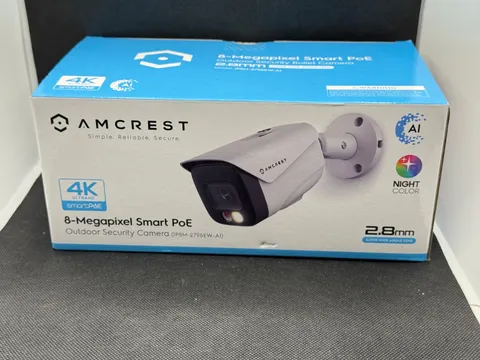 Amcrest 4K POE AI IP Security Camera Video Surveillance System 8MP Bullet White