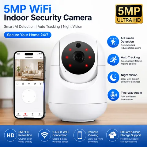 5MP WiFi Indoor Security Camera AI Auto Tracking Baby Monitor Night Vision