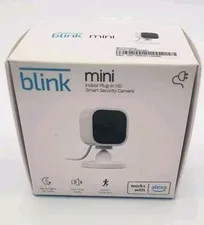Blink Mini Indoor Plug-In 1080p HD Smart Security Camera White Alexa