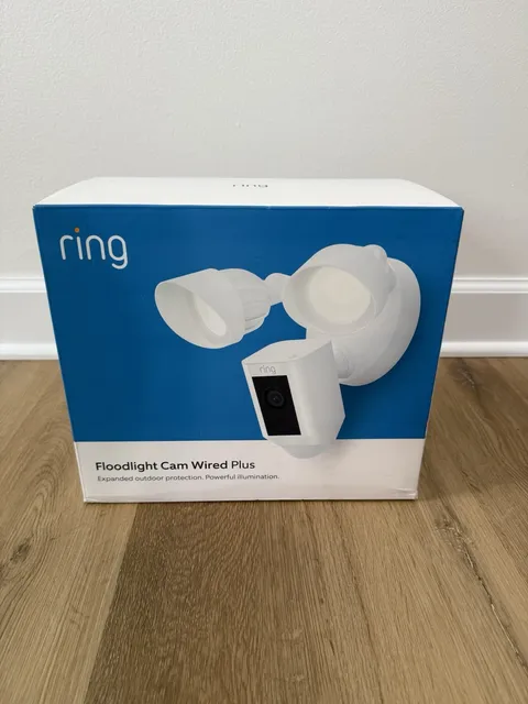 Ring Floodlight Wired Plus Security Camera w/ 2-Way Talk & Motion Track - White