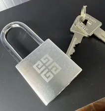 Givenchy Logo Padlock Metal Lock Promotional Branded Silver Chrome
