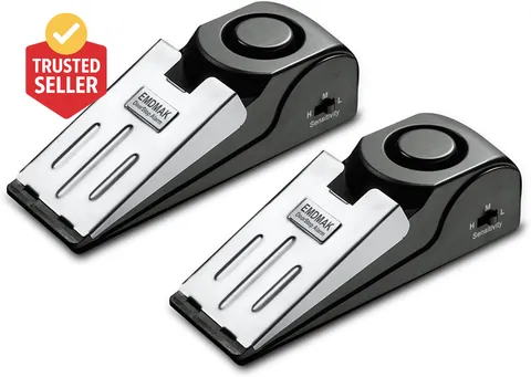 Door Stop Alarm with 120DB Siren Door Stop for Home & Travel (Black) (Pack of 2)