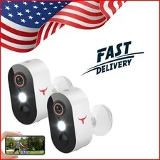 2 Pack Wireless Security Camera System Smart Night Vision Outdoor WiFi Cameras
