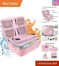 Fireproof Document Box with Lock, Portable Fireproof Document Bag Waterproof ...