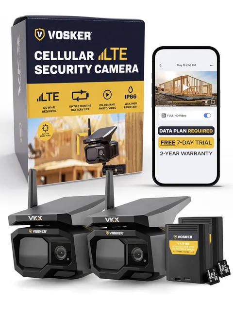 Vosker VKX 4G LTE Solar Security Camera 2 Pack No WiFi Outdoor Surveillance NIB