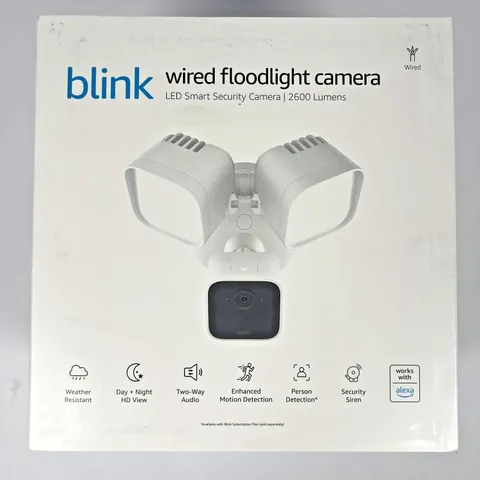NEW Blink Wired Floodlight Camera HD Smart Security Cam Alexa Sealed - White