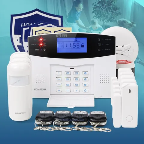HOMSECUR Wireless WIFI 4G Burglar Alarm System+Self-adhesive Security Sticker