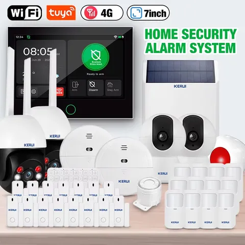 4G WIFI Home Alarm System 7 inch Large Touch Screen Alarm Panel Tuya Smart Anti-