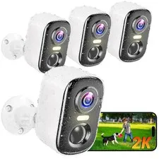 Outdoor Security Camera Wireless, 2K Battery Powered WiFi Cameras for Home Se...
