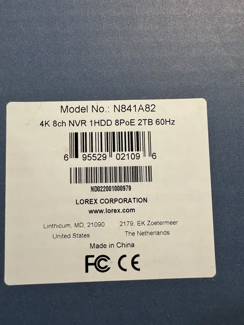 Lorex N841A82 4K 8-Channel PoE NVR 2TB Wired IP System w/ 6 Cameras