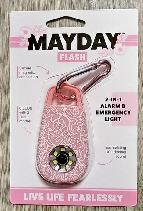 MAYDAY 2 IN 1 ALARM AND EMERGENCY LIGHT PINK WHITE ROSE DETAIL