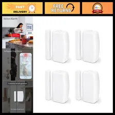 Zigbee Contact Sensor 4 Pack - Door & Window Monitor for Home Automation, Works