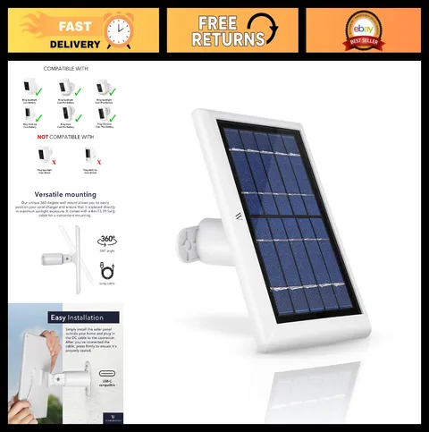 Solar Panel for Ring Spotlight Cam, Stick Up Cam & Outdoor Cam - Continuous Powe
