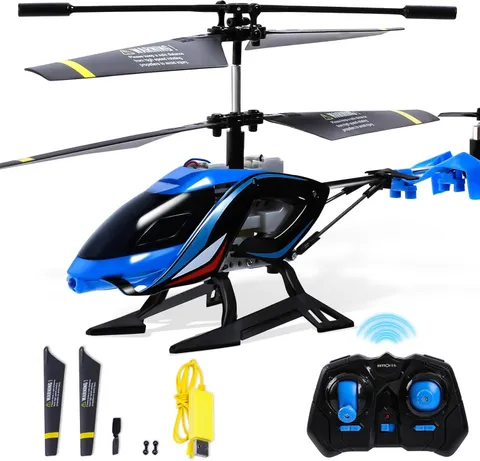 A ALPHA RC Helicopter, 2.4G Remote Control Helicopter with LED Lights Blue