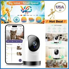 2K Wi-Fi Indoor Security Camera with 360° Pan Night Vision Two-Way Audio