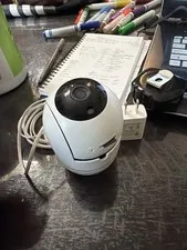 Brookstone Smart WiFi Indoor Camera White Pan Tilt Zoom Security Baby Monitor