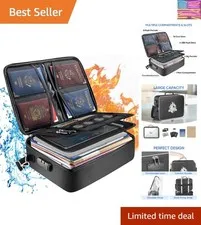 Fireproof Document Box with Lock, Portable Fireproof Document Bag Waterproof ...